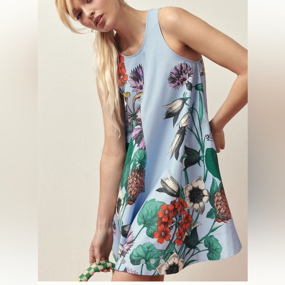 Anthropologie Maeve Keiko Swing Dress in Blue Floral - Picture 8 of 12